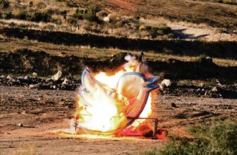 The 560-pound Twitter signal met a fiery finish in a Nevada desert